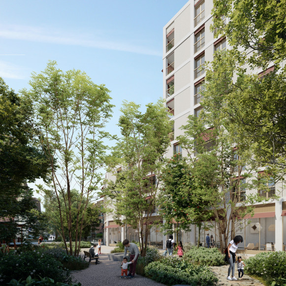 Minipark:Grenzt östlich an das Gebäude Meinen-Süd.